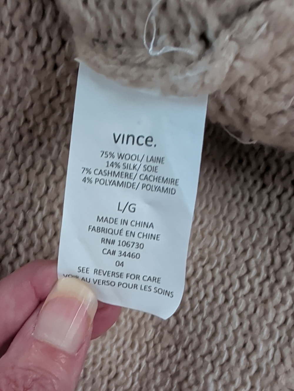 Vince Draped Open-Front Wool Blend Cardigan in Light Beige - Picture 3 of 10